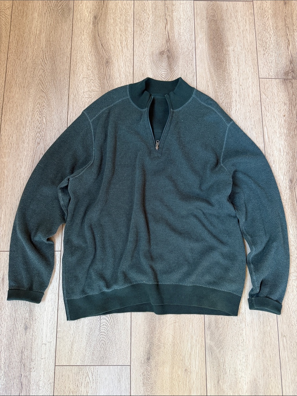 Men's Dark Green Half-Zip Knit Sweater